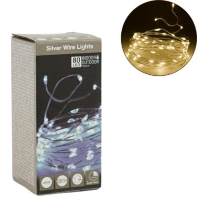 Lichtketting 80 led eu-stekker wit 790 cm | 24 stuks