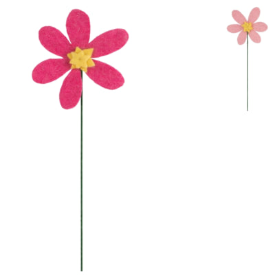 Kunstbloem vilt roze oud roze 33 cm 2 assorti | 24 stuks