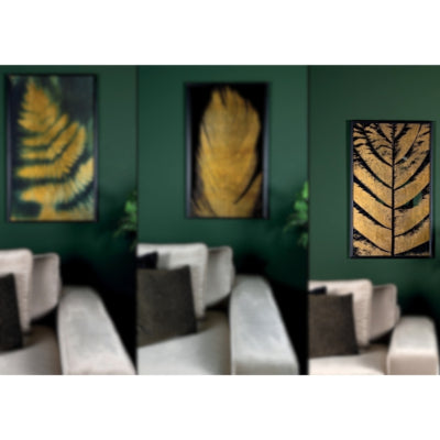Wandpaneel loro palmblad spiegel goudkleurig 100 cm | 2 stuks