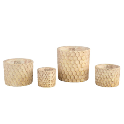 Ptmd bloempot settlers honeycomb crème s 12 cm | 12 stuks