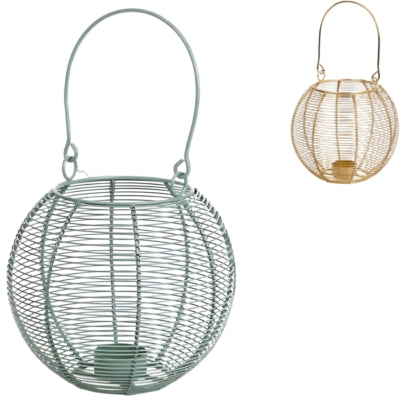 Lantaarn metaal goud groen 18 cm 2 assorti | 6 stuks