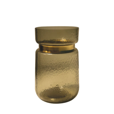 Ptmd vaas quilio shaped glas bruin 20 cm | 4 stuks