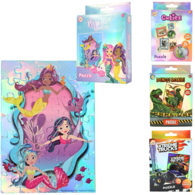 Licentie puzzel holografisch 35 stukjes 21 x 15 cm 4 assorti | 24 stuks