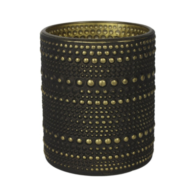 Countryfield theelichthouder nelle m zwart goudkleurig 10 cm | 24 stuks