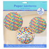 Amscan lampionnen happy birthday 24 cm set van 3 | 12 stuks - afbeelding 2