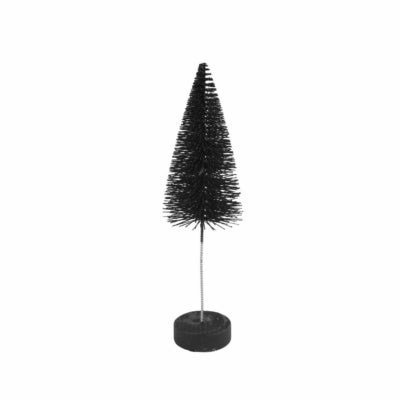 Countryfield kerstboom op voet glitter zwart 20 cm | 12 stuks