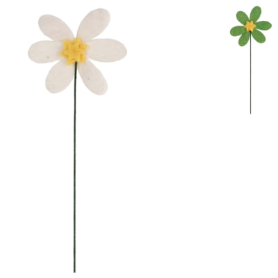Kunstbloem vilt groen wit 33 cm 2 assorti | 24 stuks