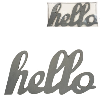 Wanddecoratie hello grijs 60 cm | 6 stuks