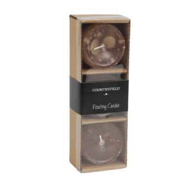 Countryfield drijfkaars bollie beige 5 x 3,5 cm set van 3 | 24 stuks