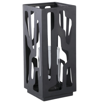 Ptmd windlicht dewey zwart 42 cm | 2 stuks