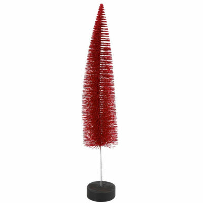 Countryfield kerstboom op voet glitter rood 40 cm | 12 stuks