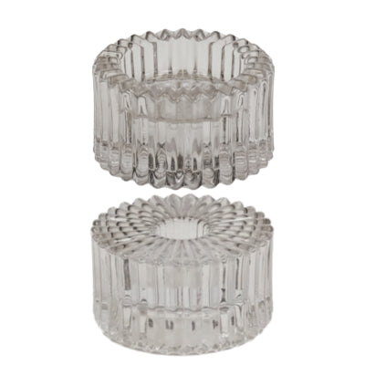 Housevitamin kaarsenhouder duo ribb rookglas grijs 8 cm | 24 stuks