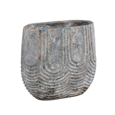 Ptmd bloempot rexin ovaal grijs m 30 cm | 2 stuks