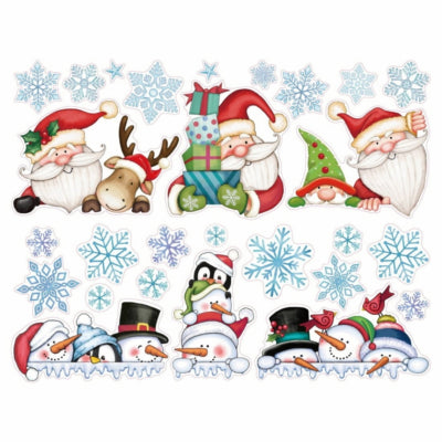 Raamstickers kerstman sneeuwpop 59,5 cm | 48 stuks