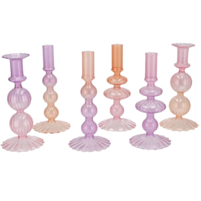 Daan kromhout kandelaar bicolore bubbles pretty pink 20 cm 6 assorti | 12 stuks