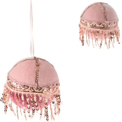 Kerstbal pailletten velvet roze 8 cm 2 assorti | 24 stuks