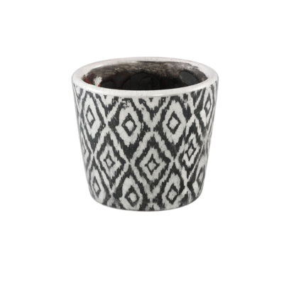 Ptmd bloempot beire s ikat print zwart wit 10 cm | 12 stuks