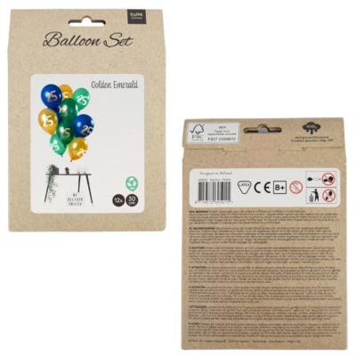 Folat ballonnen golden emerald cijfer 25 jaar 30 cm set van 12 | 24 stuks
