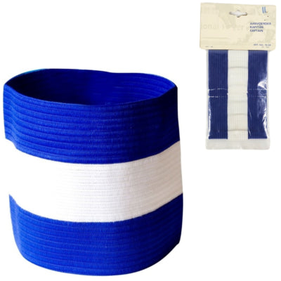 Aanvoerdersband blauw wit | 24 stuks