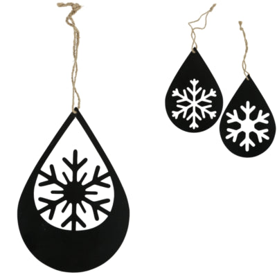 Kersthanger sneeuwvlok metaal zwart 20 cm 3 assorti | 36 stuks