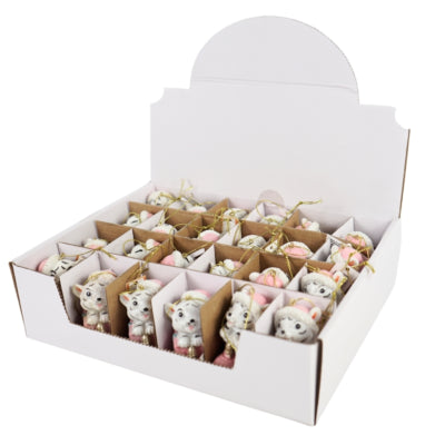 Hanger kerst tijger roze 7 cm 3 assorti | 24 stuks