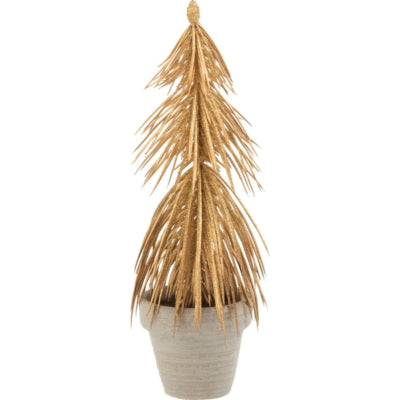 J-line dennenboom in pot glitter goudkleurig 22 cm | 12 stuks