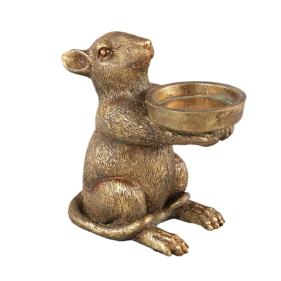 Ptmd theelichthouder miro muis goudkleurig 13,5 cm | 6 stuks