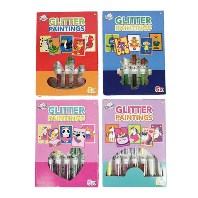 Glitter schilderijen 22 cm 4 assorti | 12 stuks