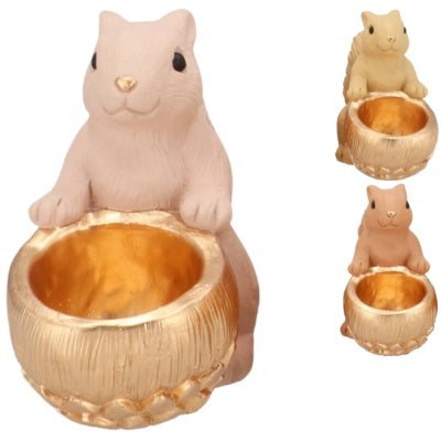 Daan kromhout schaal jingle eekhoorn zittend zand roze 22 cm 3 assorti | 6 stuks
