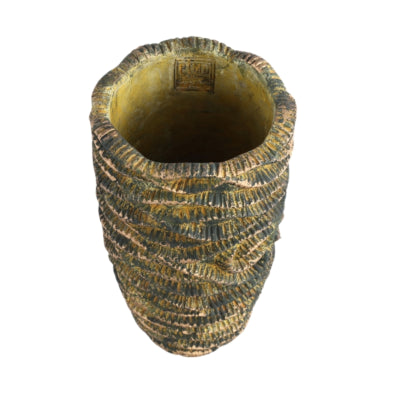 Ptmd bloempot waves bruin hoog l 37 cm | 2 stuks