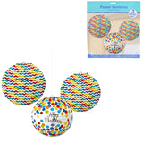 Amscan lampionnen happy birthday 24 cm set van 3 | 12 stuks - afbeelding 1