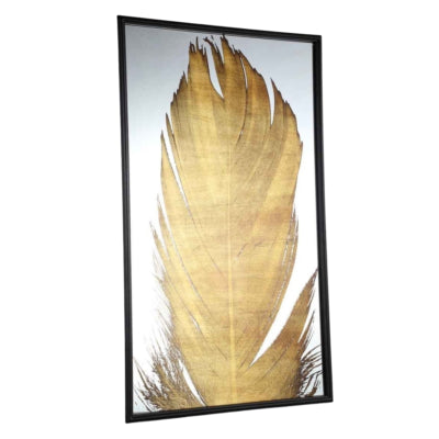 Wandpaneel loro veer spiegel goudkleurig 100 cm | 2 stuks