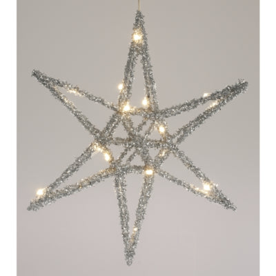 Kerstster led op batterij zilverkleurig 30 cm | 12 stuks