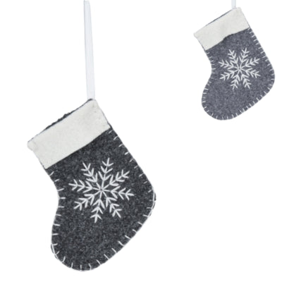 Kersthanger sok grijs 10 cm 2 assorti | 24 stuks