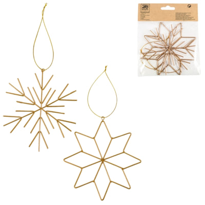 Kersthanger snowflake metaal goudkleurig 11,5 cm set van 2 | 48 stuks