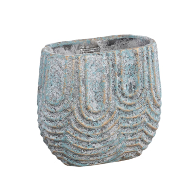 Ptmd bloempot rexin ovaal grijs s 20 cm | 8 stuks