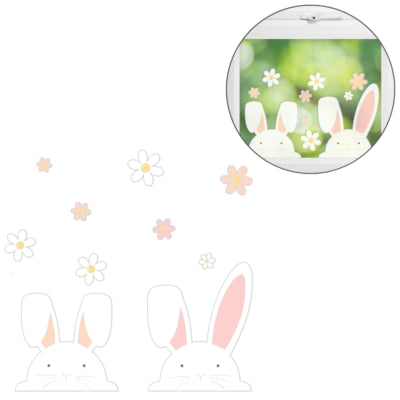 Ginger ray raamstickers peaking bunnies 37,5 cm | 20 stuks