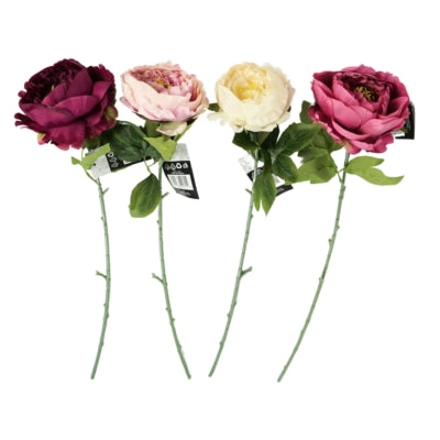 Kunstbloem pioenroos 68 cm 4 assorti | 24 stuks