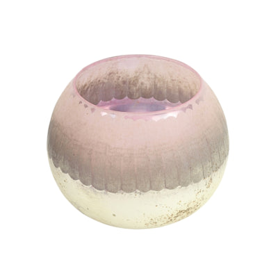 Countryfield theelichthouder katica glas roze antiek zilverkleurig m 10 cm | 12 stuks