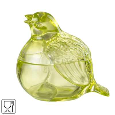 J-line pot met deksel duif glas groen 14 cm | 12 stuks