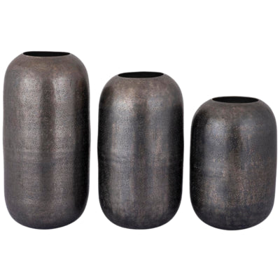 Ptmd vaas yourne l aluminium grijs 34 cm | 6 stuks