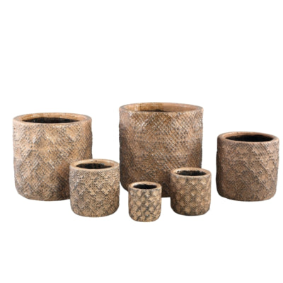 Ptmd bloempot melton l bruin 25 cm | 2 stuks