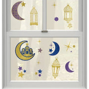 Amscan raamsticker oosters glitter goudkleurig 30 x 43 cm | 24 stuks - afbeelding 2