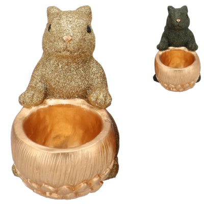 Daan kromhout schaal jingle eekhoorn zittend groen goudkleurig 22 cm 2 assorti | 6 stuks