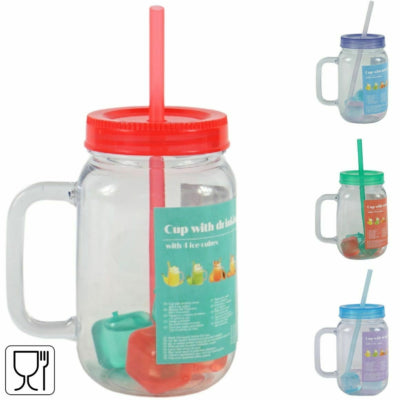 Beker met rietje en deksel 4 assorti 550 ml | 21 stuks