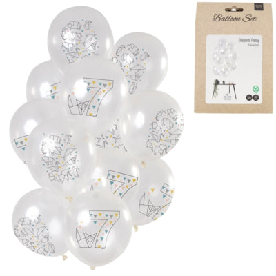 Folat ballonnen origami cijfer 7 jaar 30 cm set van 12 | 24 stuks