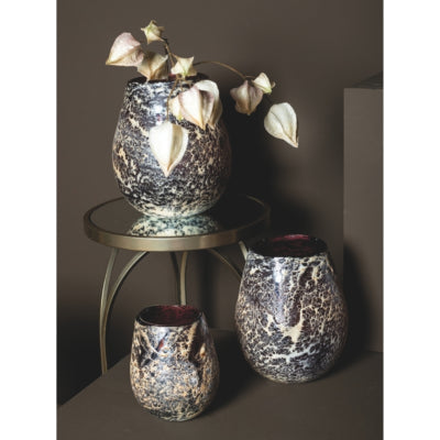 Ptmd windlicht jice bordeaux 15 cm | 4 stuks