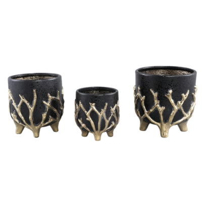 Ptmd bloempot quin l zwart 17 cm | 8 stuks