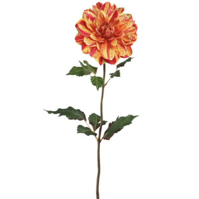 Ptmd kunstbloem dahlia geel rood 73 cm | 6 stuks