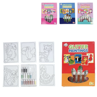 Glitter schilderijen 22 cm 4 assorti | 12 stuks